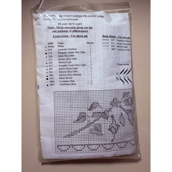 Janlynn Stamped Cross Stitch Pillowcase Pair 20"X30"-Hummingbird - Picture 3 of 3